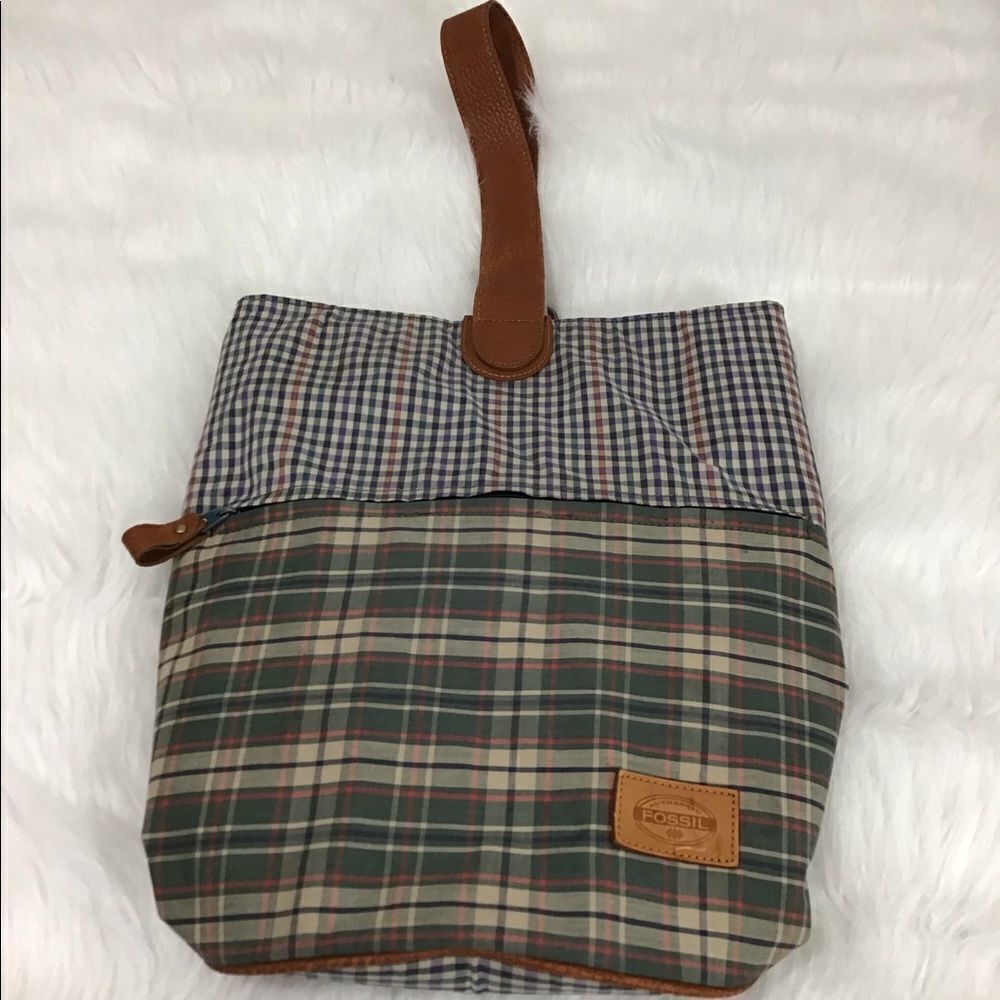 FOSSIL Checkered Print Shoulder/Duffle Bag - Picture 2 of 16